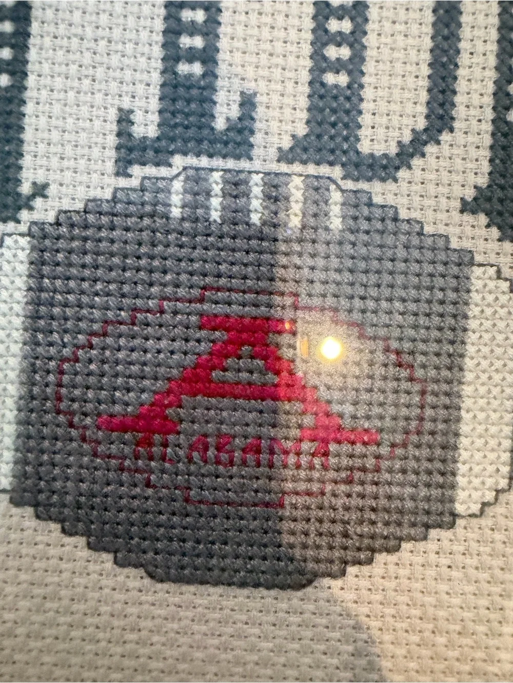 Professionally Framed Crimson Tide Football Cross-Stitch Roll Tide Univ Alabama